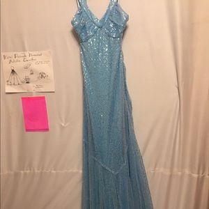 Beautiful blue sequins prom dress